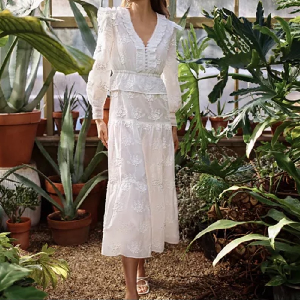 Maje   Midi White Lace Dress